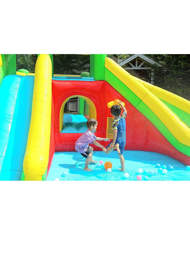 Inflatable Twin Water Slide With Bouncer for Kids Outdoor Play