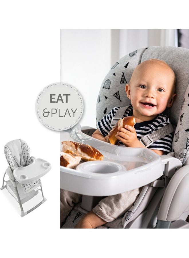 Sit N Relax 3-In-1 includes Baby Bouncer and High Chair, Compact & Foldable, with Plush Toys, Grey 0M+