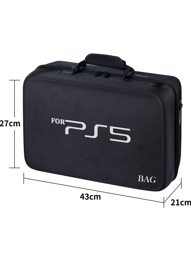 Travel Case Bag for PS5 Shockproof Hard Shell Luxury Waterproof shoulder bag for Playstation 5 Console Digital EVA Storage Organizer for Controllers Cables and Other Accessories Black