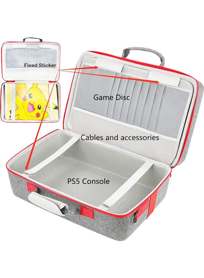 Carrying Case for PS5 EVA Travel Case Bag Compatible Playstation 5 Console Digital Edition Adjustable Handle Bag for PS5 with Strap Grey