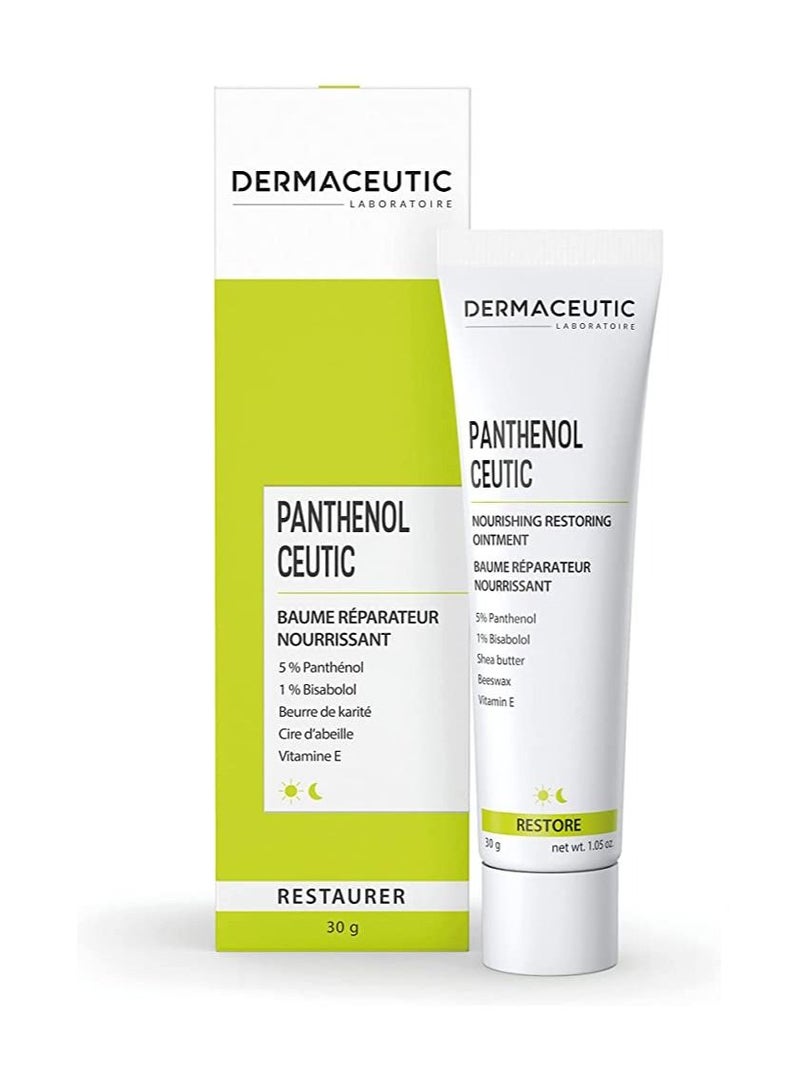 Dermaceutic Panthenol Ceutic - Nourishing Restoring Ointment with Panthenol, Shea Butter, Beeswax and Vitamin E - Immediate comfort for dry, sensitive and irritated skin - 30g