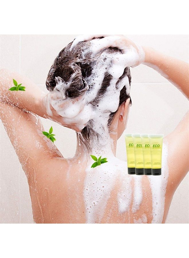 Travel Size Shampoo Bulk - 200 PACK, 30mL, 1 oz Hotel Shampoo Supplies for Guests - Green Tea Scent Eco Shampoo, Mini Shampoo with Flip Cap and Biodegradable Clear Container