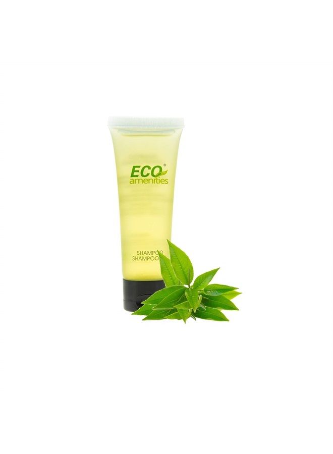 Travel Size Shampoo Bulk - 200 PACK, 30mL, 1 oz Hotel Shampoo Supplies for Guests - Green Tea Scent Eco Shampoo, Mini Shampoo with Flip Cap and Biodegradable Clear Container