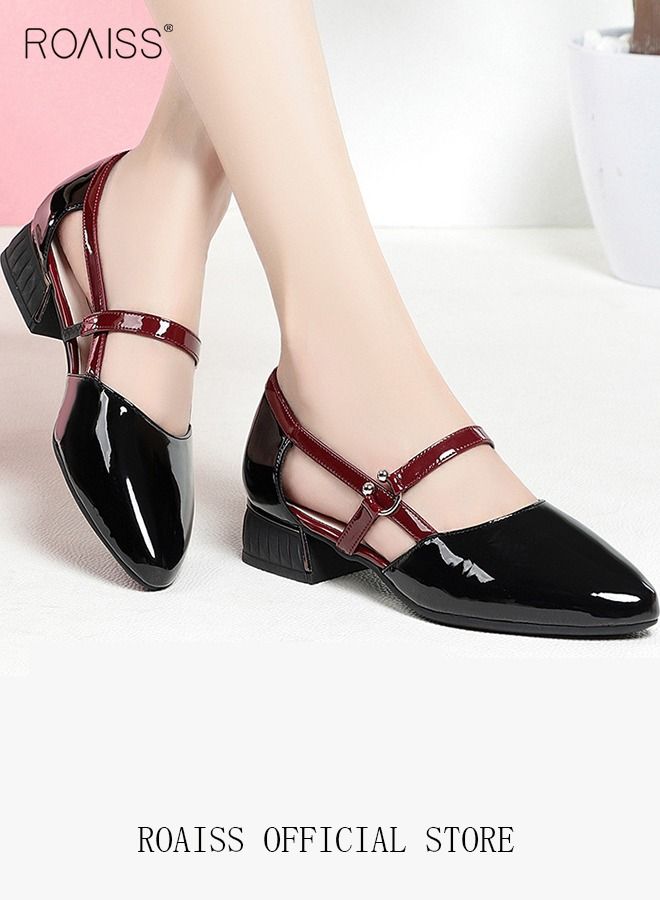 Low-Heeled Sandals Women's New British Style Thick-Heeled Sandals Fashion Comfortable Outer Wear Ladies Shallow Mouth Pointed Pumps Shoes