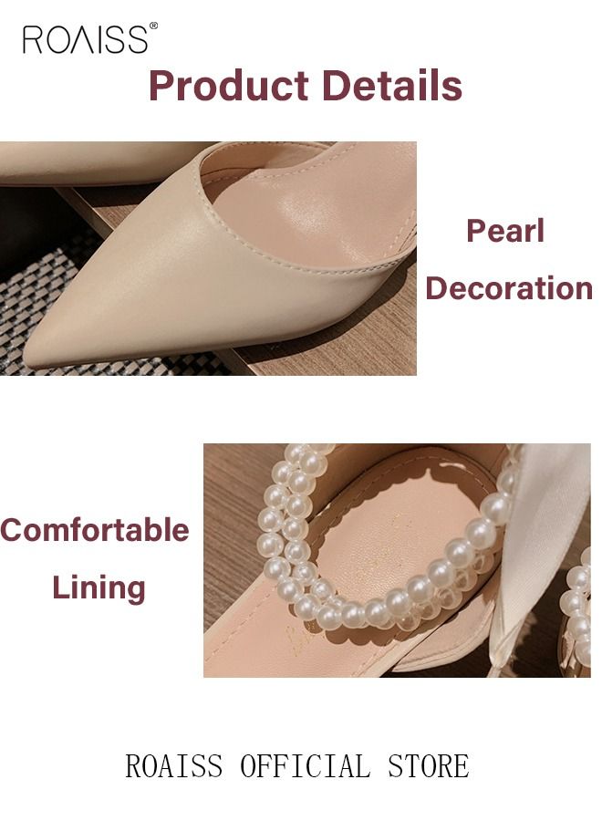 Pearl Lace-Up High Heels Sandals for Women and Ladies Luxury Shoes New Arrival Wedding Bridal Shoes Bridesmaid Shoes Fine Heels