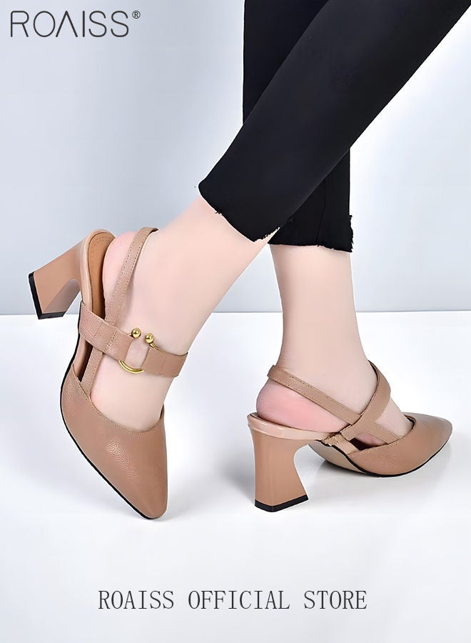 Fashion Woman Office Lady Shoes Sandals Women's Summer Pointy Chunky Shoes Large Size Sandals