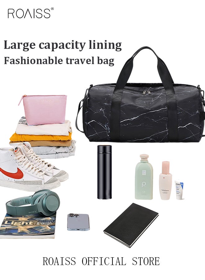 New Trend Travel Duffel Bag Marble Pattern Sports Gym Tote Bag Shoulder Crossbody Overnight Bag for Women Men Weekender Labor Delivery Bag