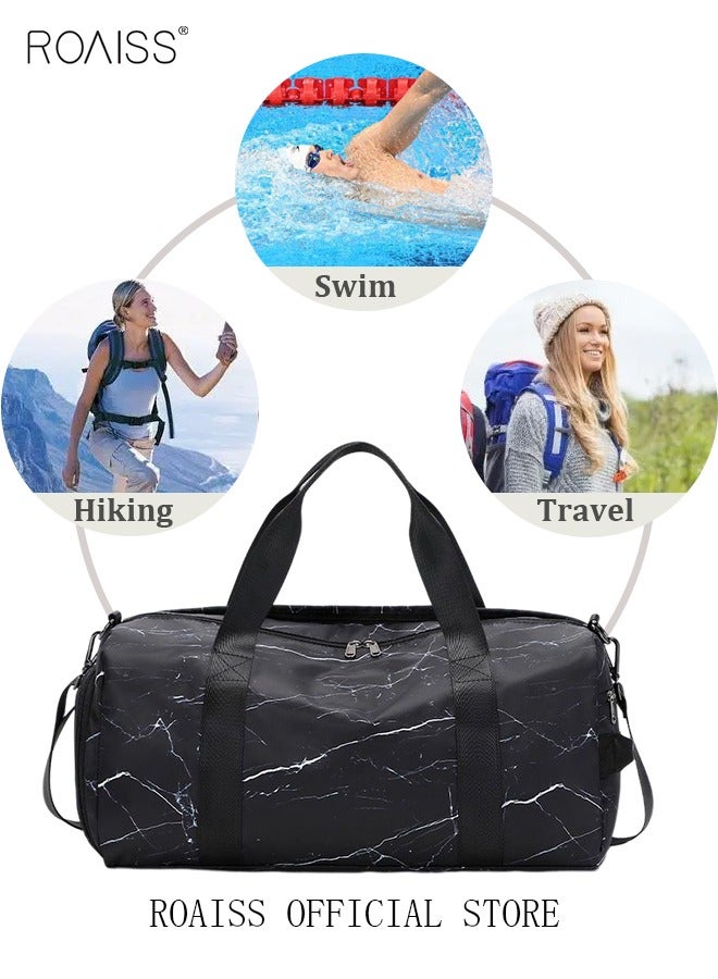 New Trend Travel Duffel Bag Marble Pattern Sports Gym Tote Bag Shoulder Crossbody Overnight Bag for Women Men Weekender Labor Delivery Bag