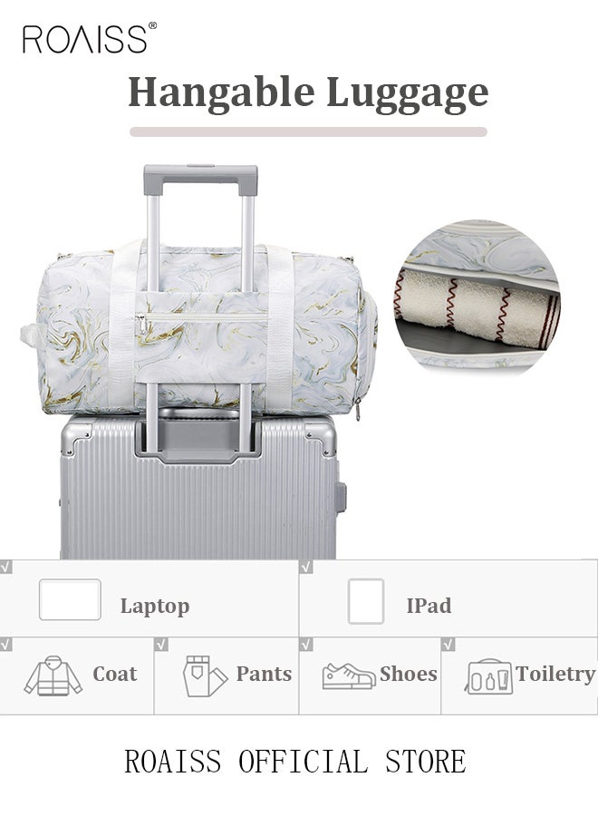 New Trend Travel Duffel Bag Marble Pattern Sports Gym Tote Bag Shoulder Crossbody Overnight Bag for Women Men Weekender Labor Delivery Bag