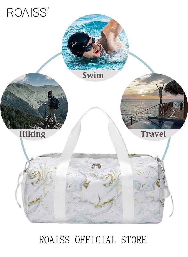 New Trend Travel Duffel Bag Marble Pattern Sports Gym Tote Bag Shoulder Crossbody Overnight Bag for Women Men Weekender Labor Delivery Bag