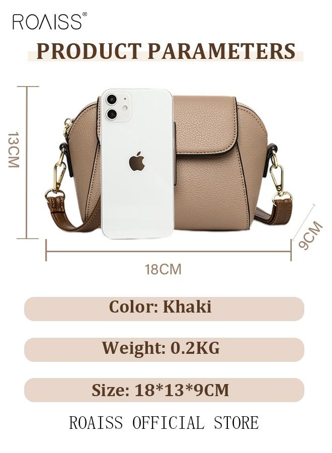 Women's New Fashion Bags Soft Leather Simple Classic Crossbody Bag Double Layer Compartment Magnetic Closure Handbag Shell Bag