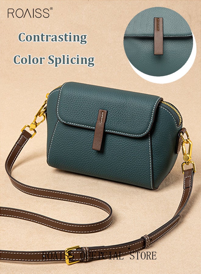 Women's New Fashion Bags Soft Leather Simple Classic Crossbody Bag Double Layer Compartment Magnetic Closure Handbag Shell Bag