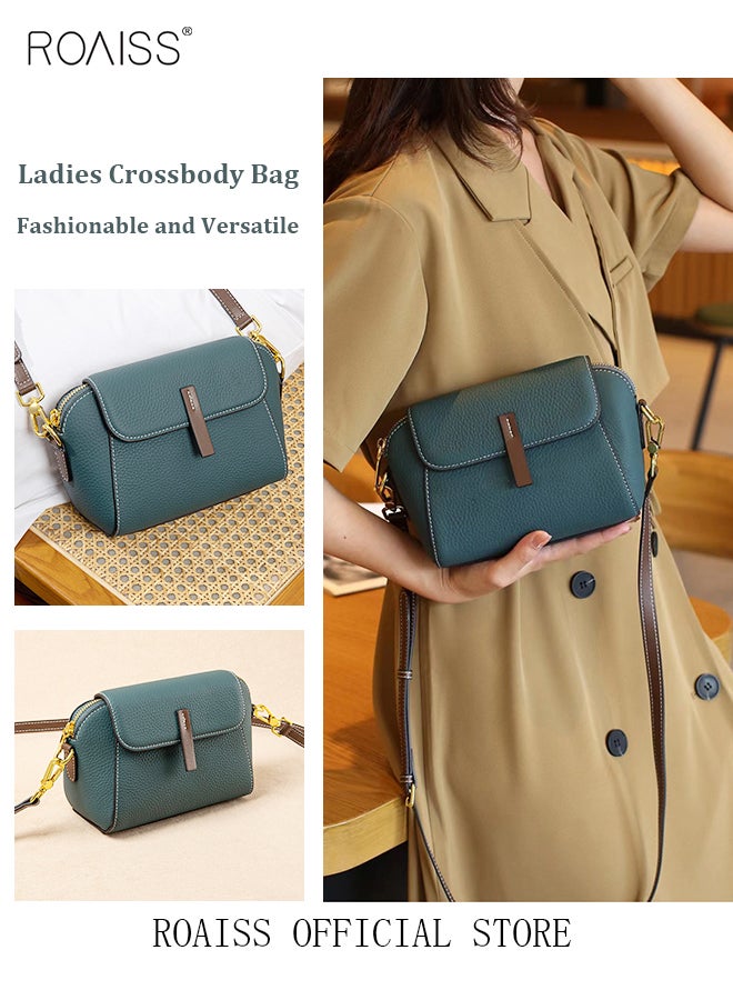 Women's New Fashion Bags Soft Leather Simple Classic Crossbody Bag Double Layer Compartment Magnetic Closure Handbag Shell Bag