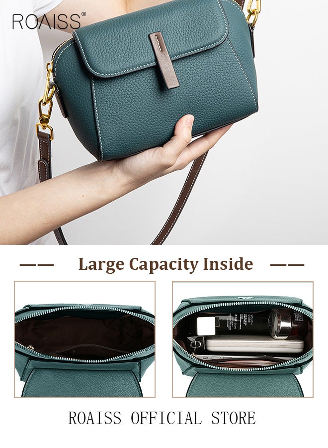 Women's New Fashion Bags Soft Leather Simple Classic Crossbody Bag Double Layer Compartment Magnetic Closure Handbag Shell Bag