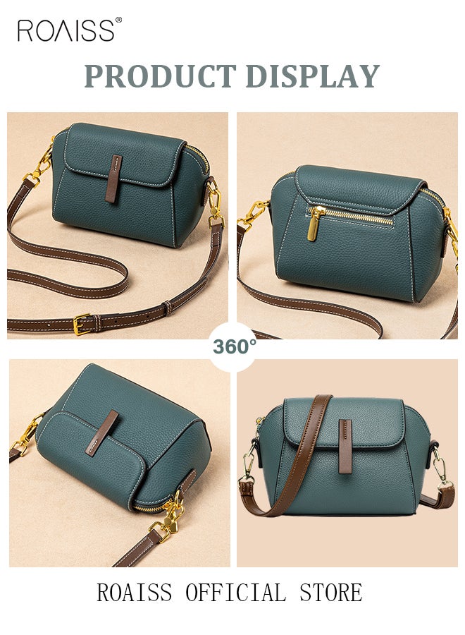 Women's New Fashion Bags Soft Leather Simple Classic Crossbody Bag Double Layer Compartment Magnetic Closure Handbag Shell Bag