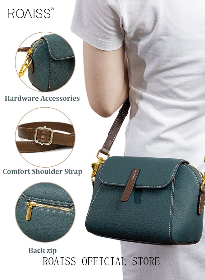 Women's New Fashion Bags Soft Leather Simple Classic Crossbody Bag Double Layer Compartment Magnetic Closure Handbag Shell Bag