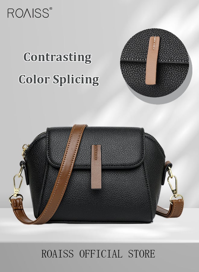 Women's New Fashion Bags Soft Leather Simple Classic Crossbody Bag Double Layer Compartment Magnetic Closure Handbag Shell Bag