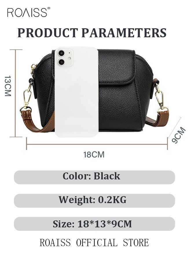 Women's New Fashion Bags Soft Leather Simple Classic Crossbody Bag Double Layer Compartment Magnetic Closure Handbag Shell Bag