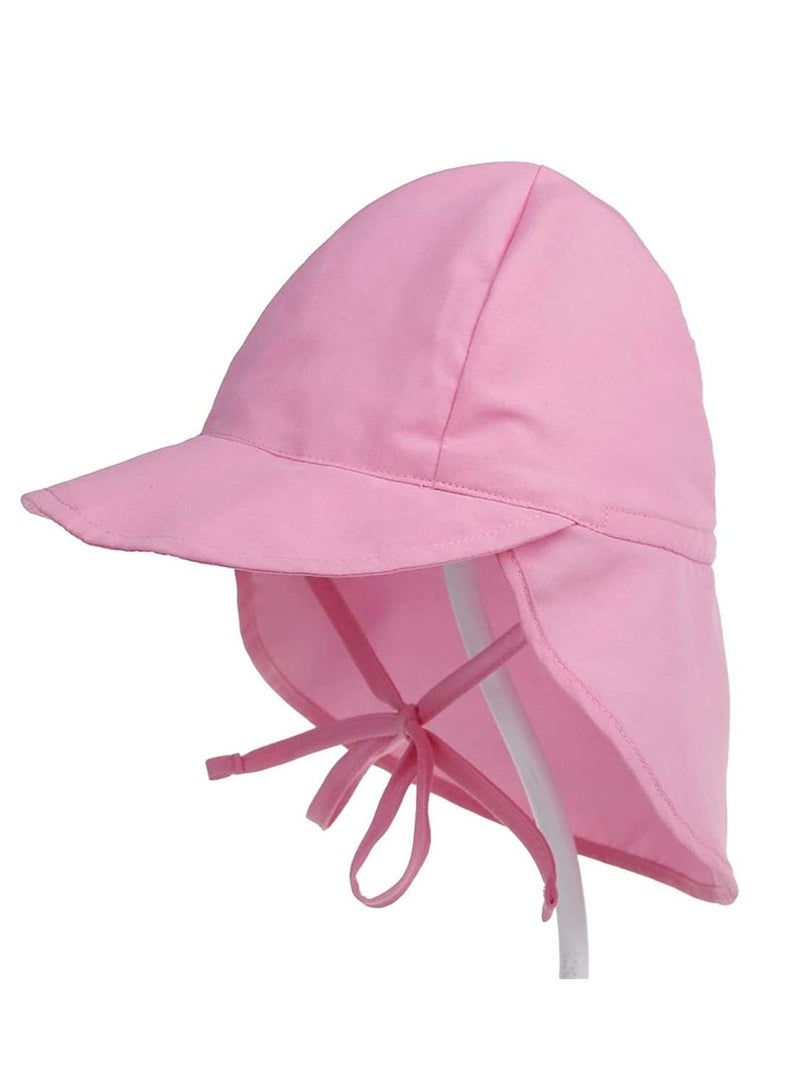 Baby Sun Hat,UPF50+ Kids Sun Hat with Neck Flap, Unisex Adjustable Children Wide Brim Summer Sun Protection Mesh Bucket Beach Hat Kid Bucket Cap for 3-18 Months (Pink)