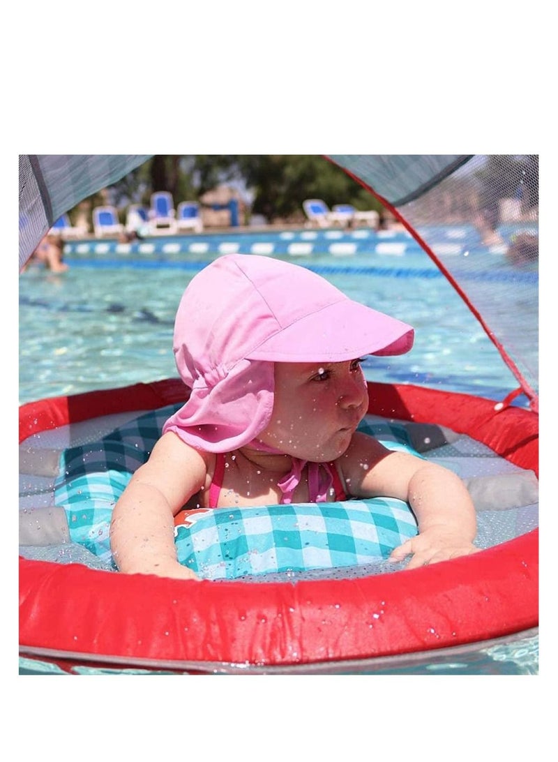 Baby Sun Hat,UPF50+ Kids Sun Hat with Neck Flap, Unisex Adjustable Children Wide Brim Summer Sun Protection Mesh Bucket Beach Hat Kid Bucket Cap for 3-18 Months (Pink)