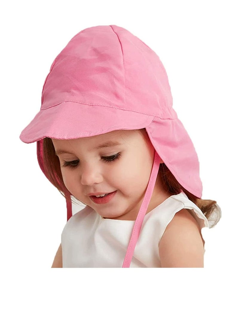 Baby Sun Hat,UPF50+ Kids Sun Hat with Neck Flap, Unisex Adjustable Children Wide Brim Summer Sun Protection Mesh Bucket Beach Hat Kid Bucket Cap for 3-18 Months (Pink)