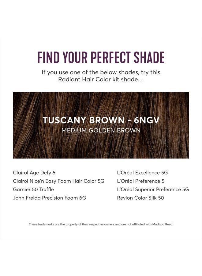 Radiant Hair Color Kit, Medium Golden Brown for 100% Gray Coverage, Ammonia-Free, 6NGV Tuscany Brown, Permanent Hair Dye, Pack of 1