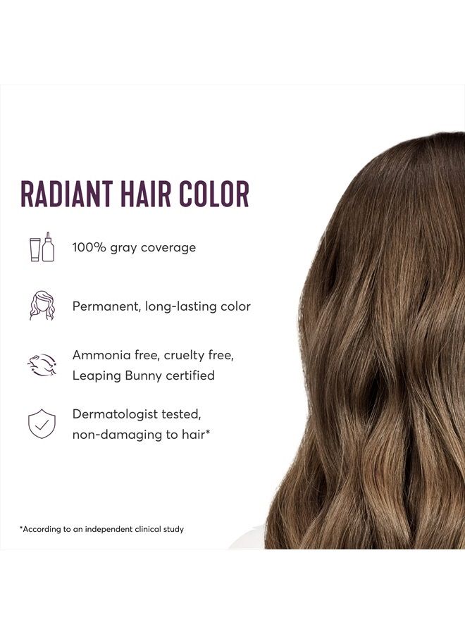 Radiant Hair Color Kit, Permanent Hair Dye, 100% Gray Coverage, Ammonia-Free, Veneto Light Brown 7NVA Light Smoky Brown, Pack of 1