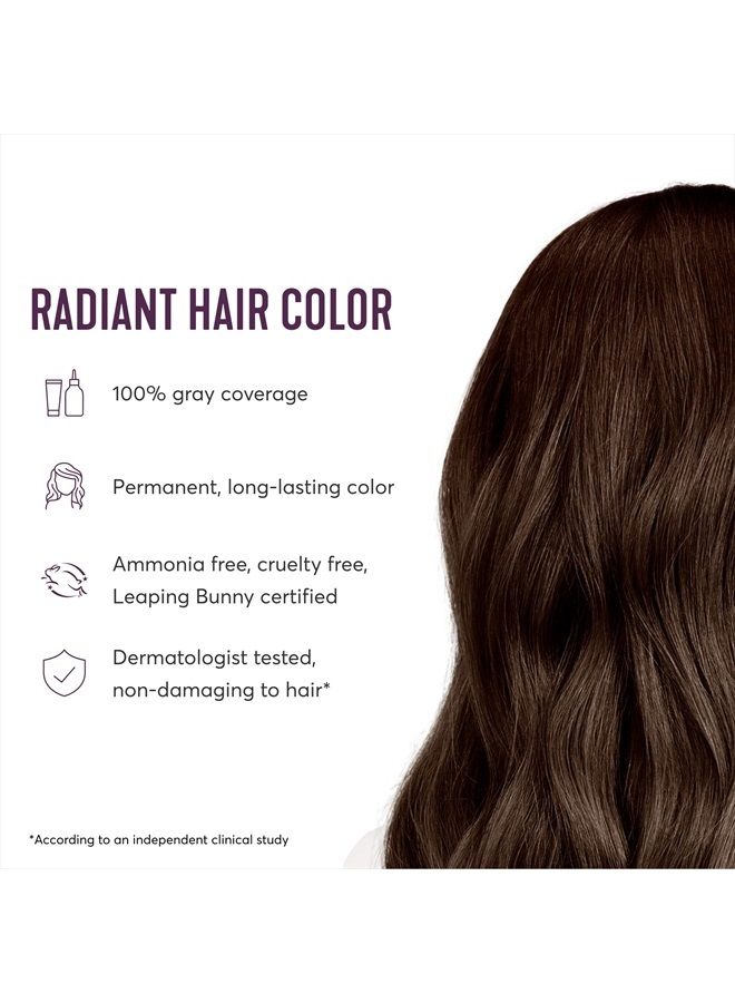 Radiant Hair Color Kit, Medium Smoky Brown for 100% Gray Coverage, Ammonia-Free, 6NAV Siena Brown, Permanent Hair Dye, Pack of 1