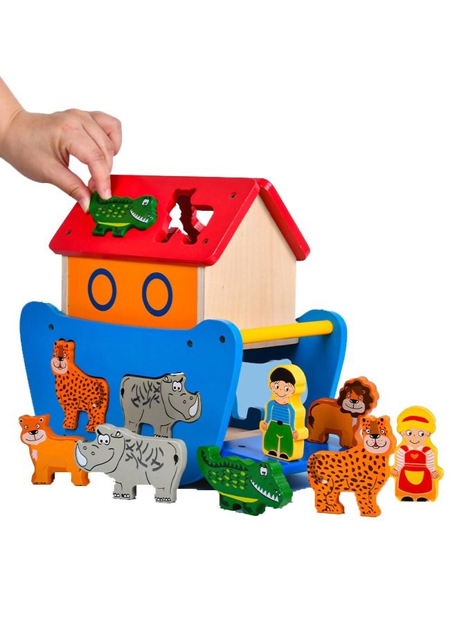 Colorful Animals Blocks Wooden Toy Set For Creative Role Play Promotes Grasping Thinking Skill