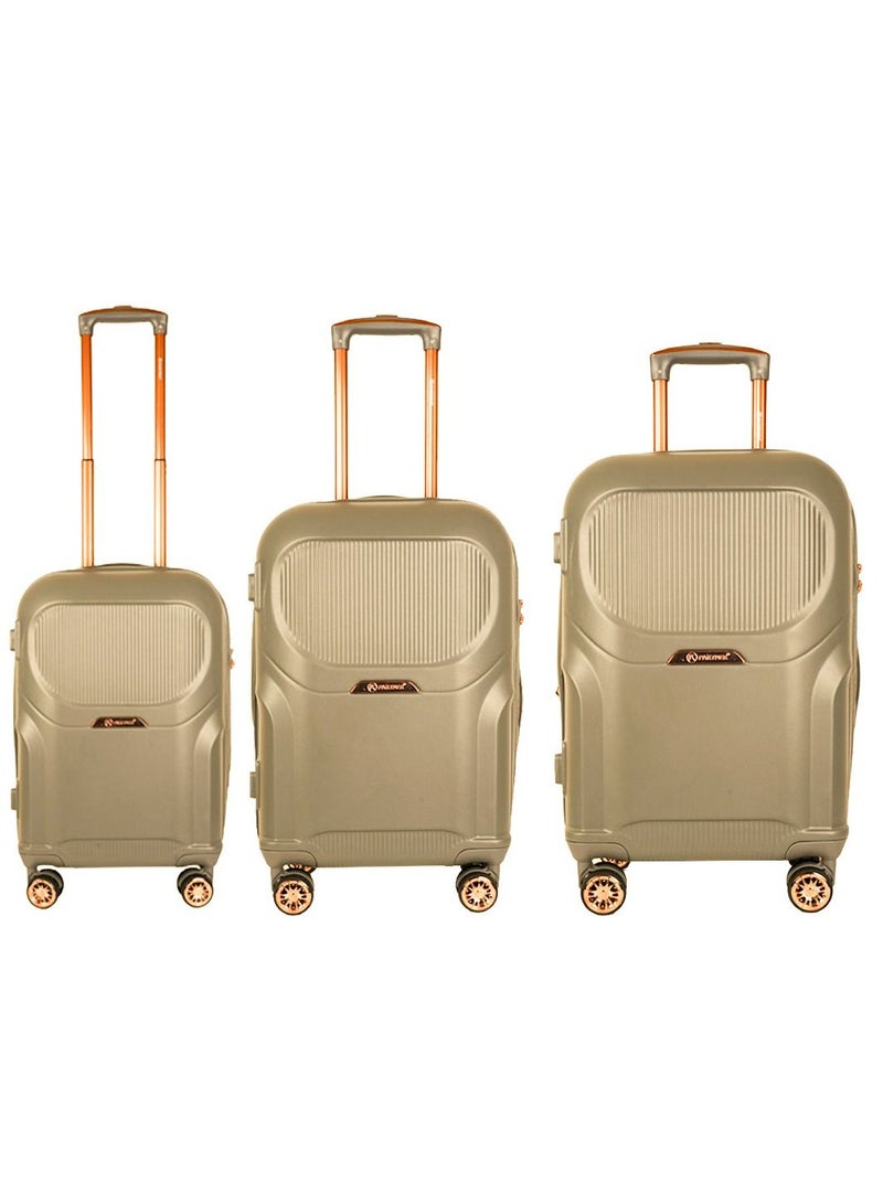 Trolley Luggage Sets 3 Piece Hardside Expandable Lightweight Durable Suitcase bag Sets Double Spinner Wheels TSA Lock silver colour