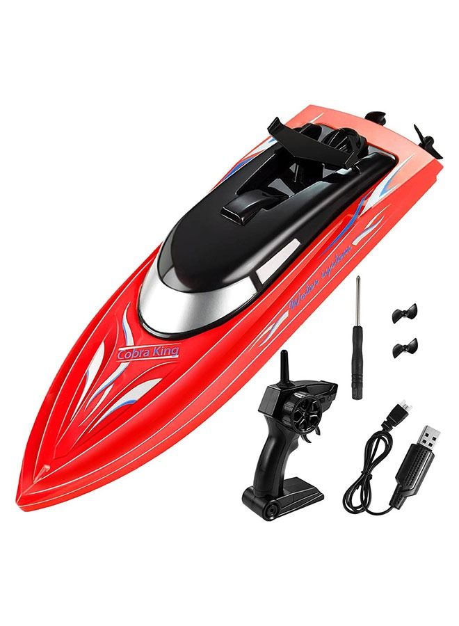 Remote Control Racing Boat For Kids Summer Water Toy 2.4G Long Lasting Remote Red