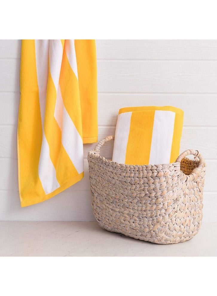 Petunia(Yellow-White) Luxury Pool Towel (90x180Cm-Set of 2) Cotton, Highly Absorbent and Quick dry, Classic Hotel and Spa Quality Beach Towel-550Gsm