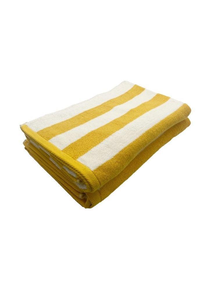 Petunia(Yellow-White) Luxury Pool Towel (90x180Cm-Set of 2) Cotton, Highly Absorbent and Quick dry, Classic Hotel and Spa Quality Beach Towel-550Gsm