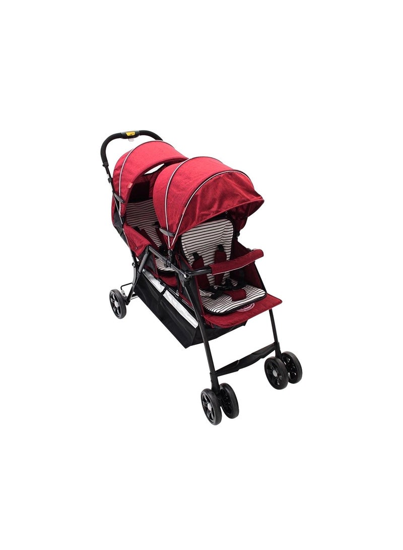 Portable Stroller Twins Baby Pram (Red)