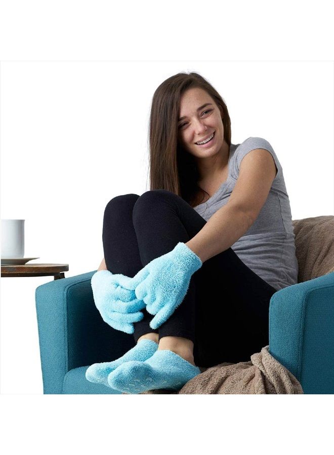 Moisturizing Gel Socks - (Helps Dry Feet, Cracked Heels, Dry Heels, Rough Calluses, Cuticles, Dead Skin, Use with Your Favorite Lotions, Creams or Spa Pedicure) - Color: Aqua