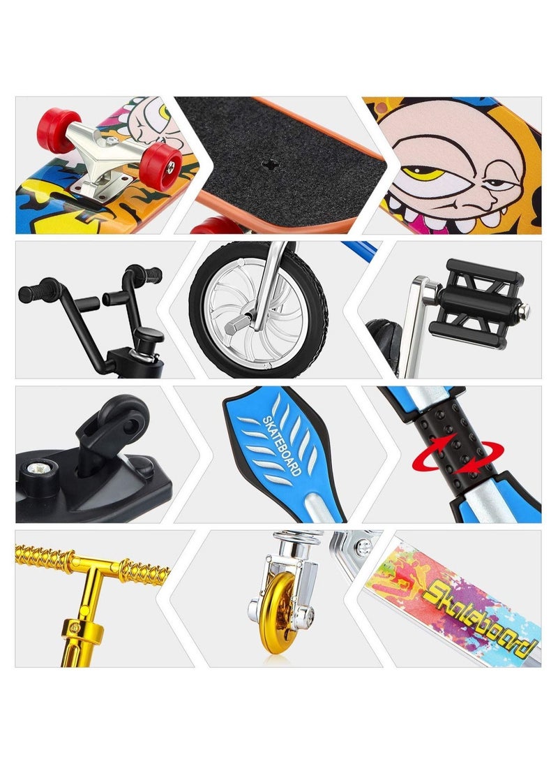 18 Pieces Mini Skateboard Finger Toys Includes Skateboards Bikes Scooter Scooters And Matched Wheels Tools Accessories Educational For Party Favors