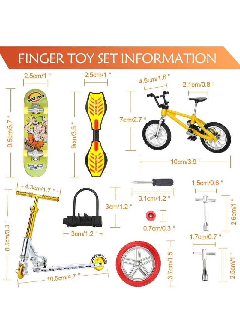 18 Pieces Mini Skateboard Finger Toys Includes Skateboards Bikes Scooter Scooters And Matched Wheels Tools Accessories Educational For Party Favors
