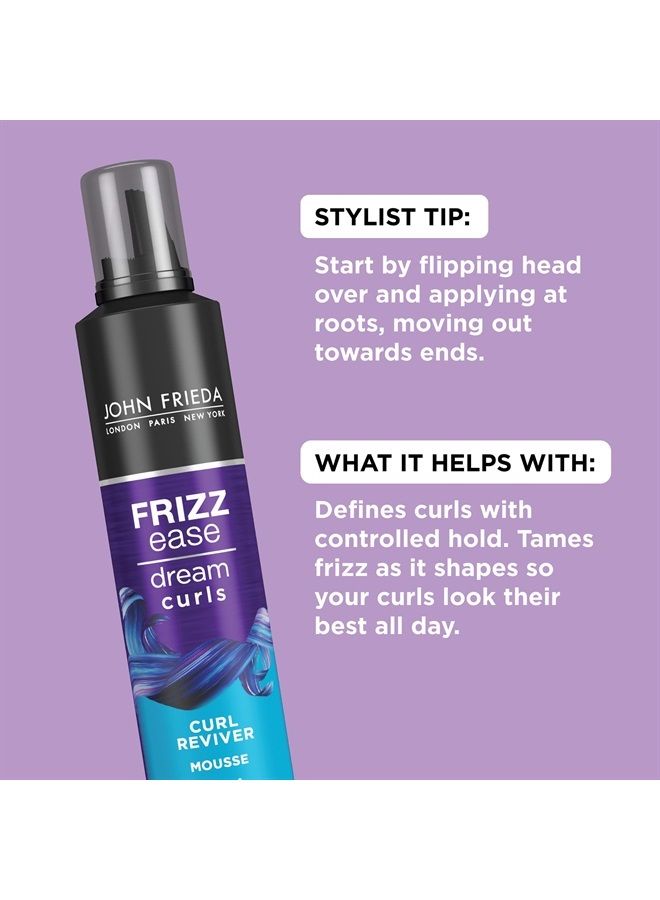 Frizz Ease Curly Hair Reviver Mousse Enhances Curls, a Soft Flexible Hold for Curly or Frizzy Hair, Alcohol-Free, 7.2 oz (Pack of 2)