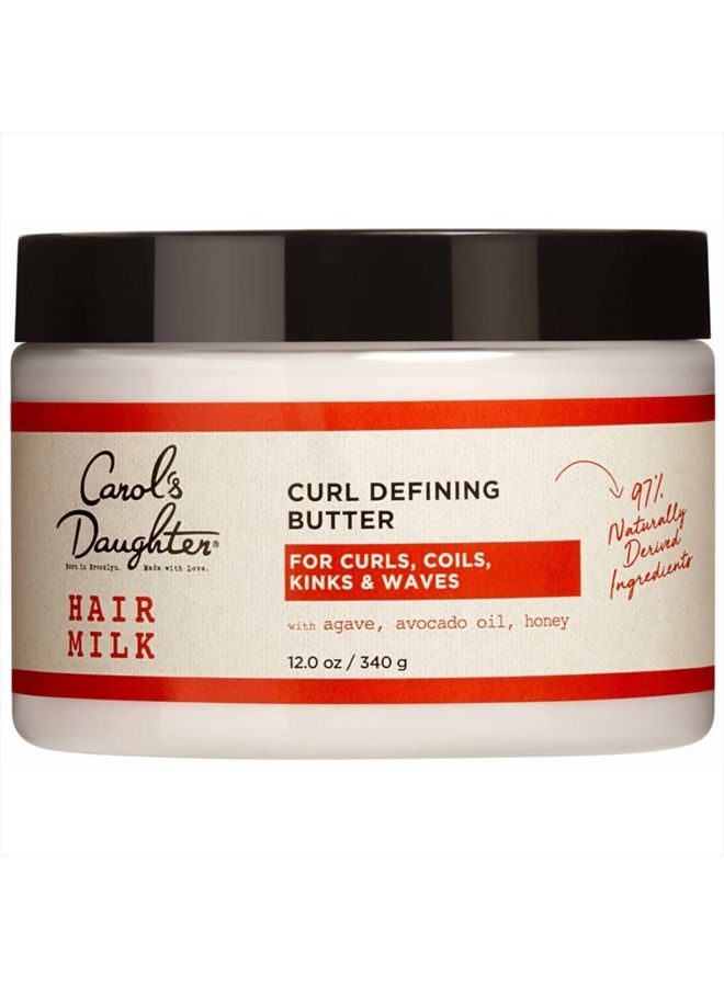 Hair Milk Curl Defining Butter for Curls and Coils, with Agave, Avocado Oil and Honey, Silicone Free and Paraben Free Butter for Curly Hair, 12 oz