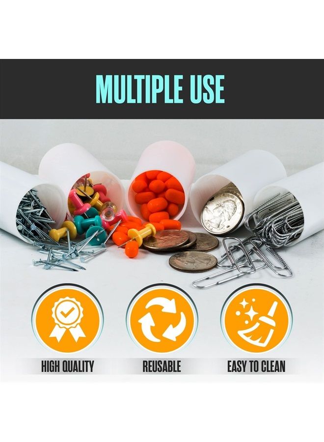 Film Canisters w/ Caps, 60 Pk, 35MM Empty Camera Reel Containers, for Rockets, White, 8 OZ, 2
