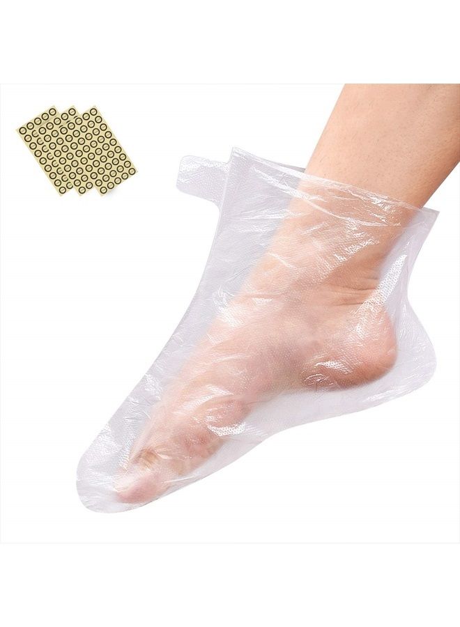 200PCS Large Clear Plastic Disposable Booties, Large Paraffin Wax Foot Covers Paraffin Bath Therapy Feet Liners Pro Cozy Liners Foot Hot Wax Spa