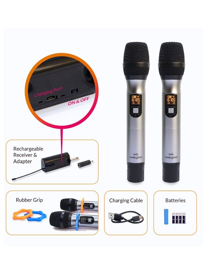MAGIC STAR ME-862C UHF Duet Wireless Microphones for Singing, Karaoke, PA system, Music Recording