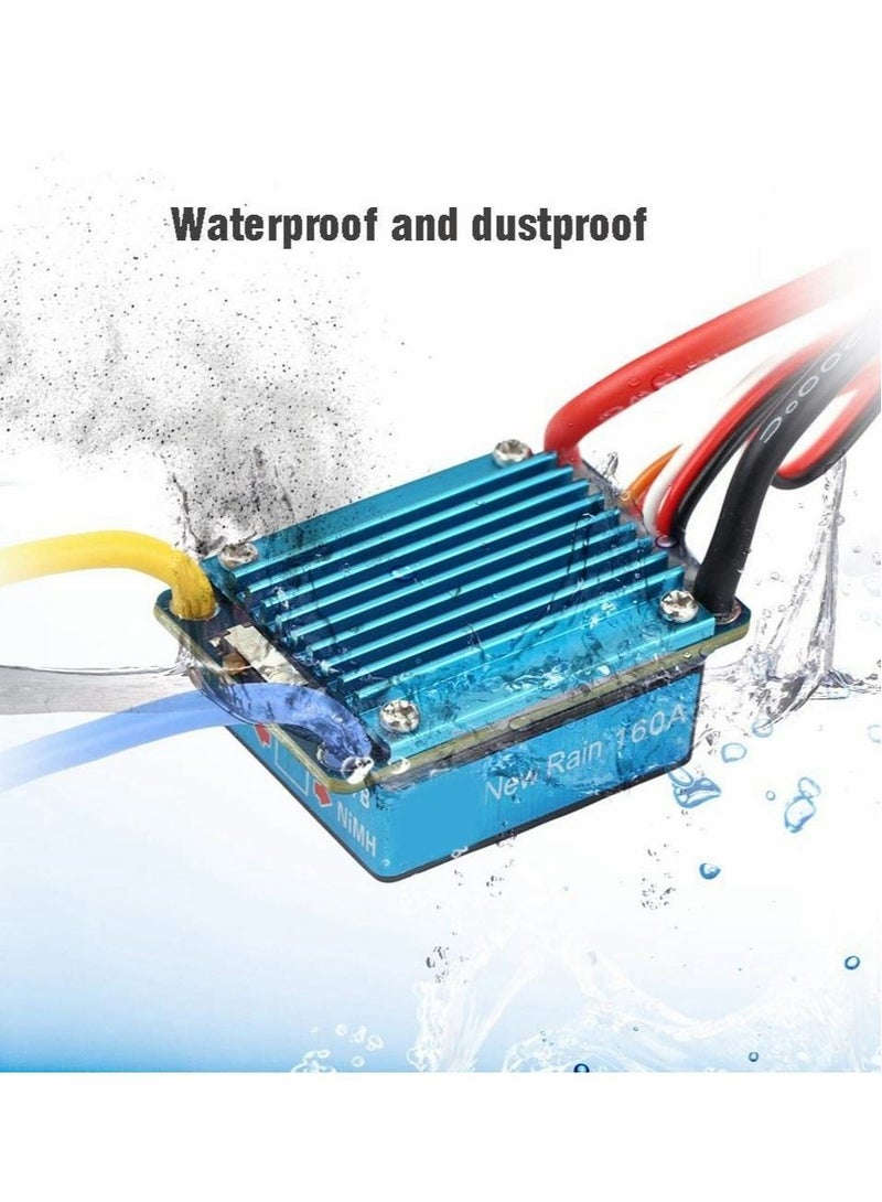 RC Car 160A Brushed ESC Electric Speed Controller 3S 160A Waterproof ESC 5V 1A BEC for 1 12 RC Car Replacement Accessories RC Truck Buggy Short Course Truck Rock Crawler and Tank