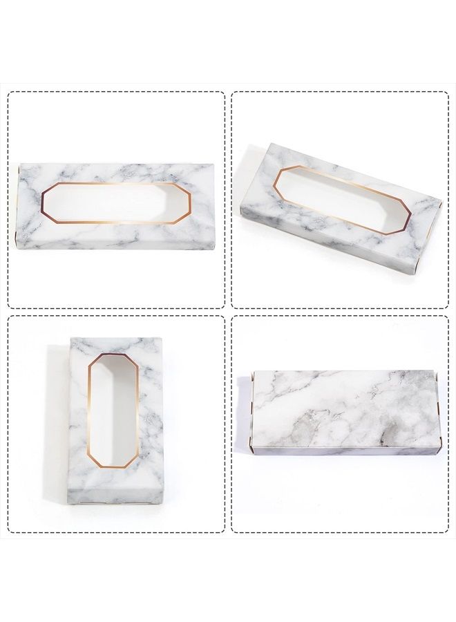 30 Pieces Eyelashes Packaging Box, Empty Eyelash Boxes Lash Box Packaging Marble Paper Eyelash Storage Box Soft Paper Lash Case