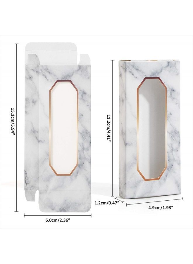 30 Pieces Eyelashes Packaging Box, Empty Eyelash Boxes Lash Box Packaging Marble Paper Eyelash Storage Box Soft Paper Lash Case