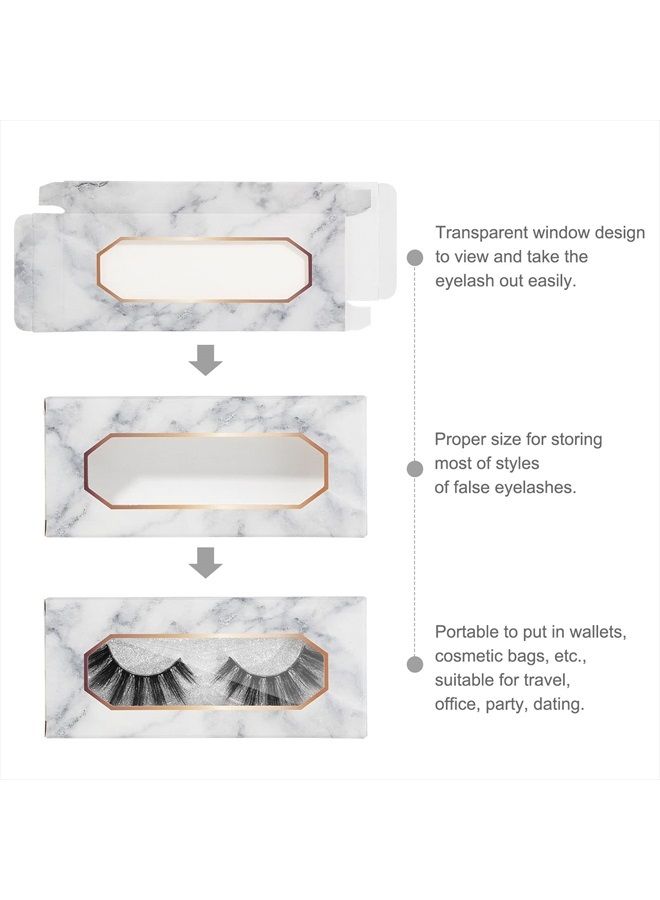 30 Pieces Eyelashes Packaging Box, Empty Eyelash Boxes Lash Box Packaging Marble Paper Eyelash Storage Box Soft Paper Lash Case