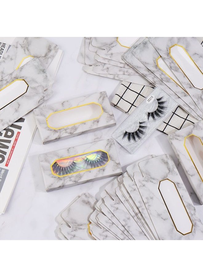 30 Pieces Eyelashes Packaging Box, Empty Eyelash Boxes Lash Box Packaging Marble Paper Eyelash Storage Box Soft Paper Lash Case