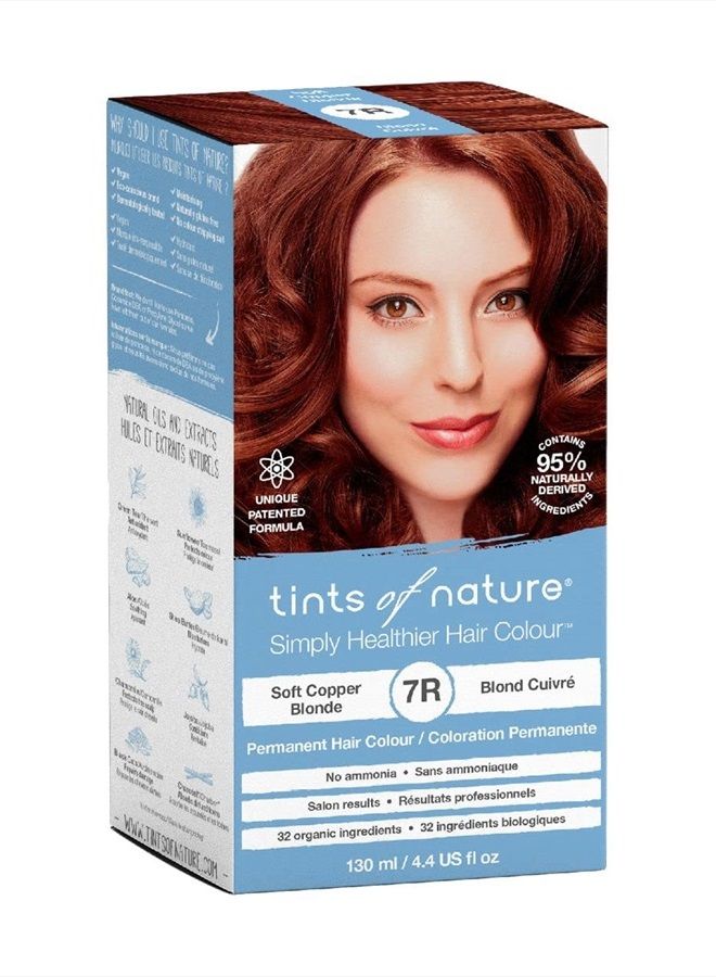 Soft Copper Blonde Permanent Hair Dye 7R Nourishes Hair & Covers Greys - Single Pack