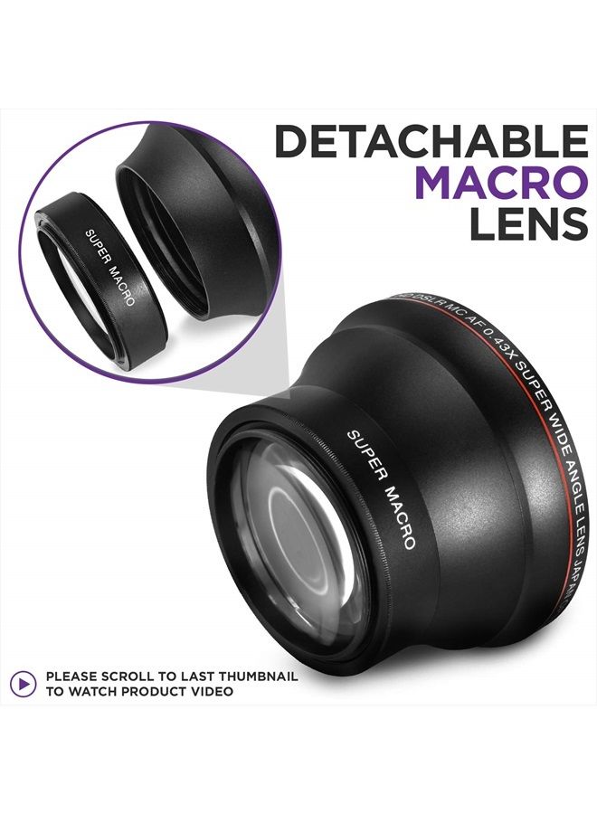 52MM 0.43x Altura Photo Professional HD Wide Angle Lens (w/Macro Portion) for Nikon D7100 D7000 D5500 D5300 D5200 D5100 D3300 D3200 D3100 D3000 DSLR Cameras
