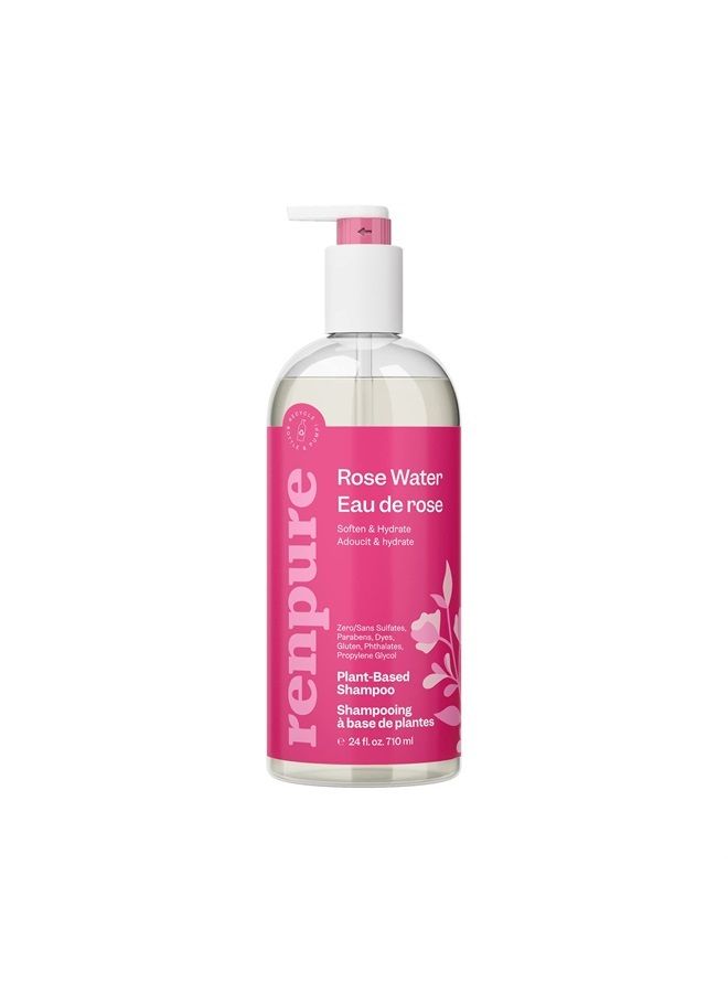 Plant Based Rose Water Hydrating Shampoo for Dry Hair - Sulfate Free Shampoo, Paraben Free, Cruelty Free & Color Safe- Naturally Moisturizing & Refreshing Rose Water Shampoo for Women